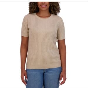 Tommy Hilfiger Short Sleeve Tan Cable Knit  Shirt Size XL